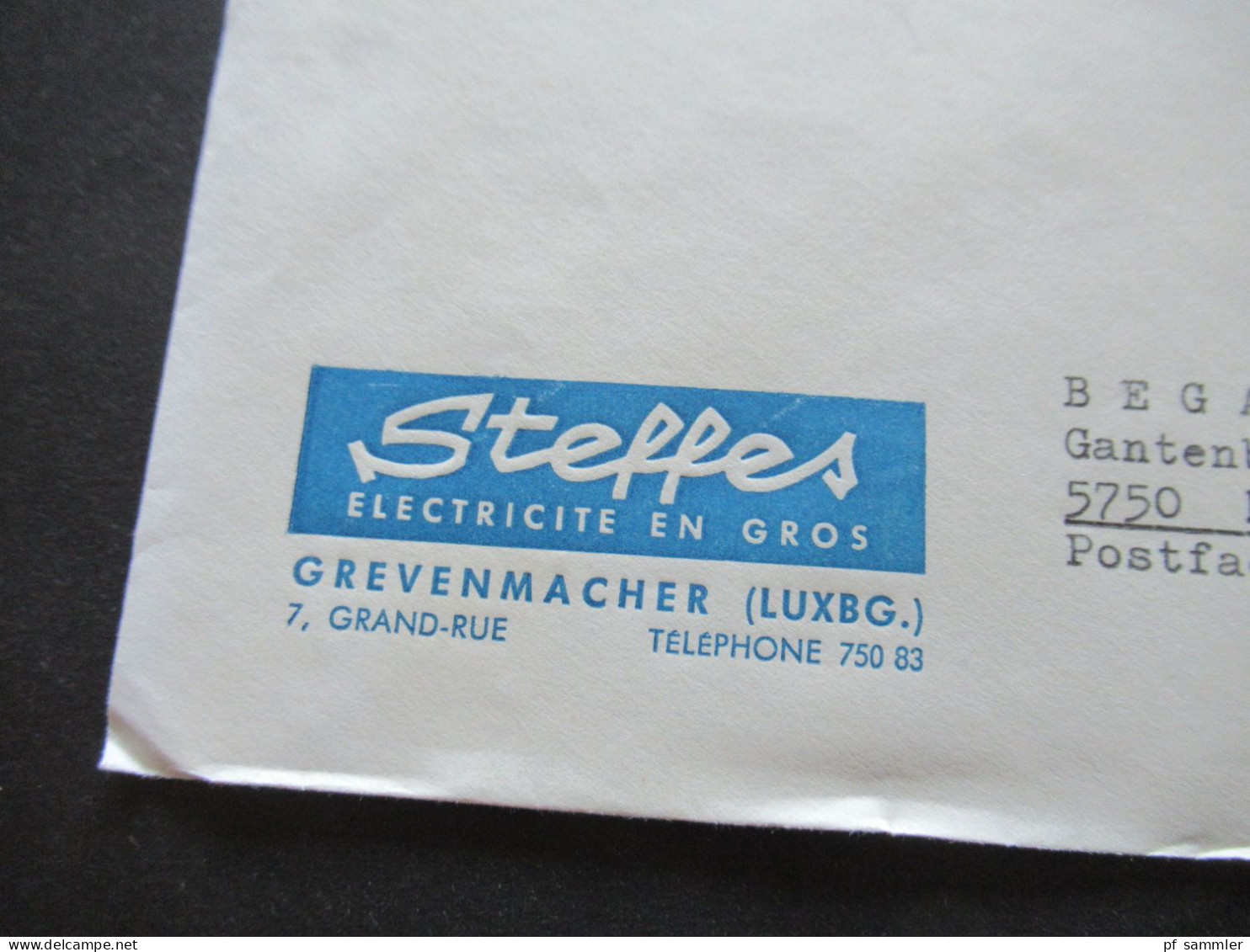 Luxemburg 1966 Firmenumschlag Steffes Electricite En Gros Grenvenmacher Luxembourg Tagesstempel Grevenmacher - Covers & Documents