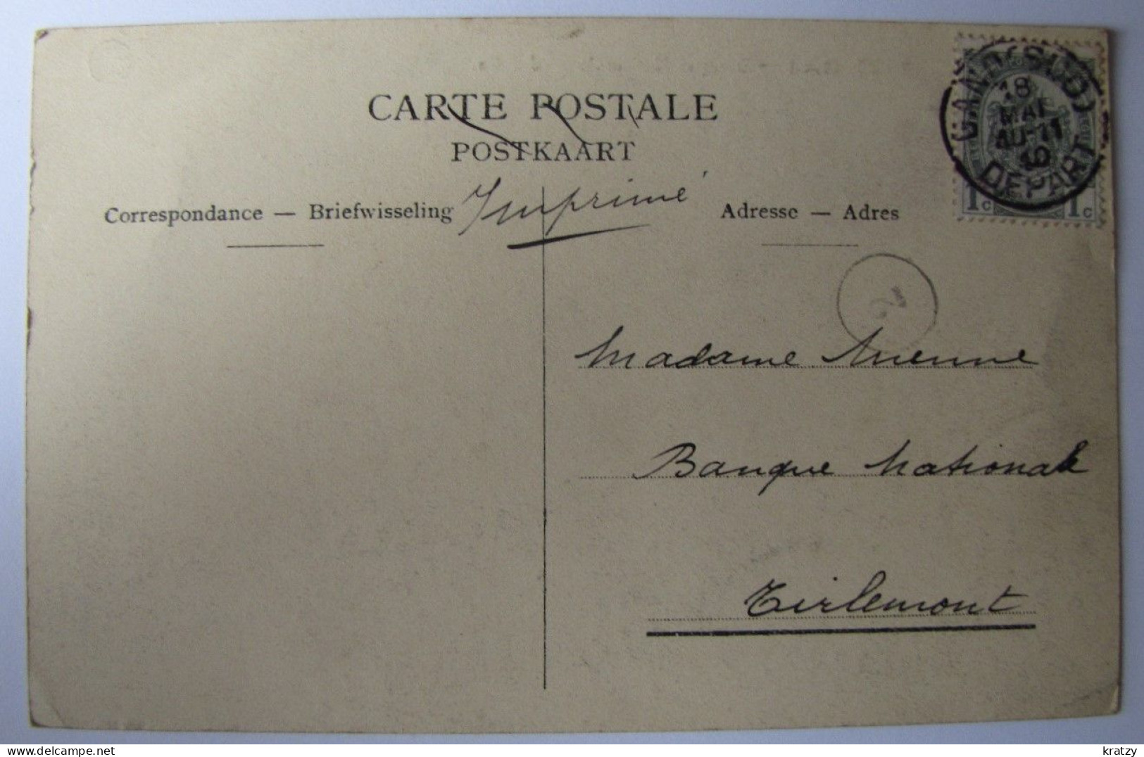 BELGIQUE - FLANDRE ORIENTALE - GENT (GAND) - Banque Nationale - Jardin - 1910 - Gent