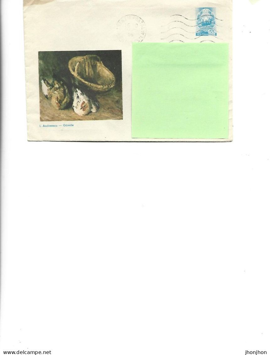 Romania-Postal St.cover Unused 1975(8) -    Painting By Ion Adreescu -  The Chickens - Postal Stationery
