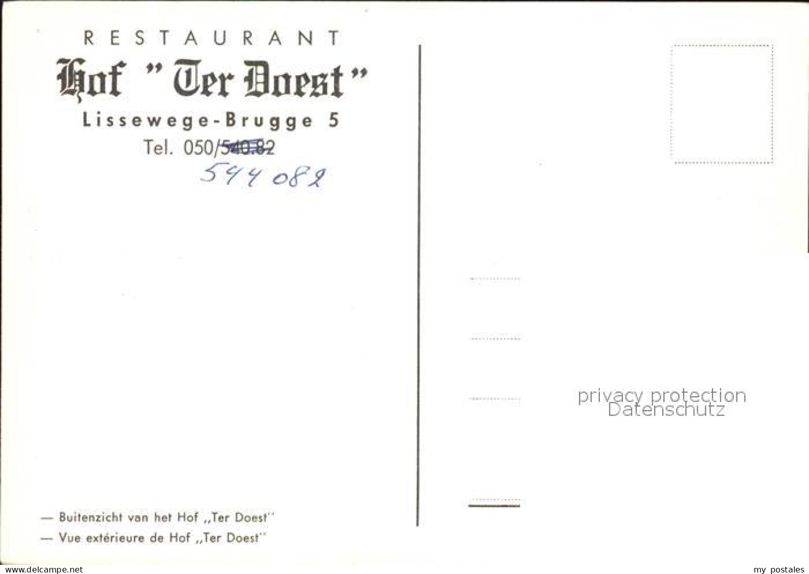 72592541 Lissewege Restaurant Hof  Lissewege - Autres & Non Classés