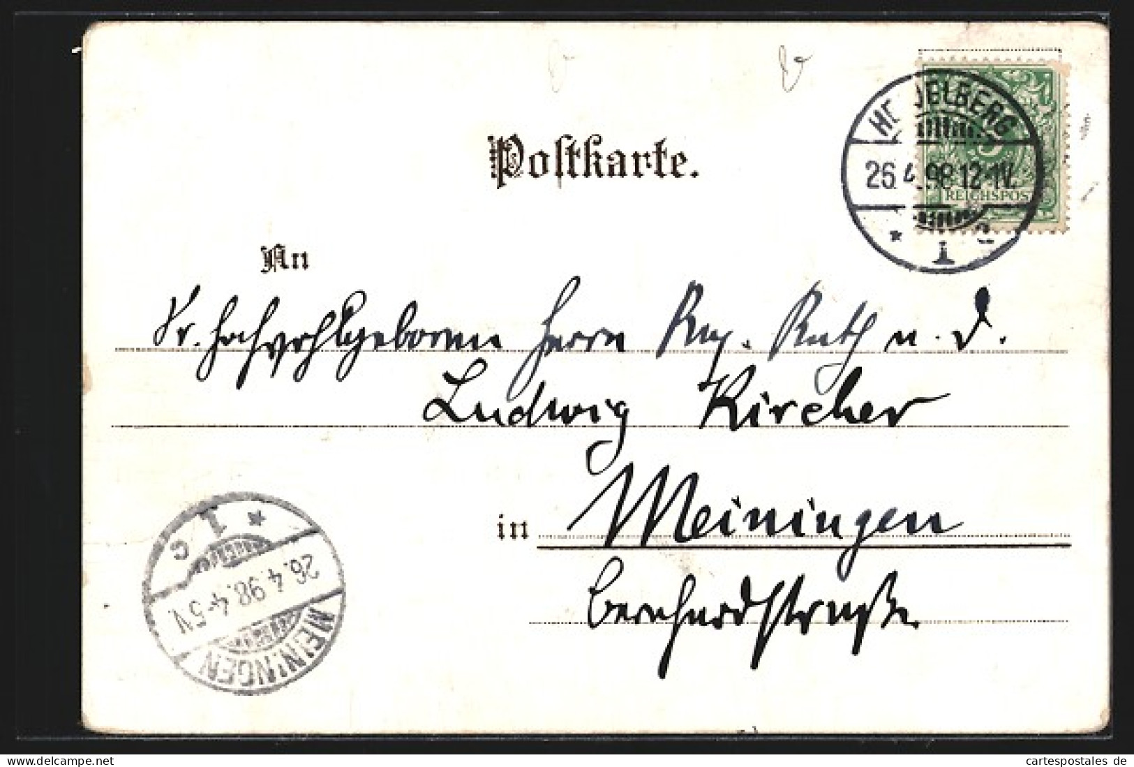 Lithographie Heidelberg, Gasthof Zum Silbernen Hirsch, Gesamtansicht  - Heidelberg
