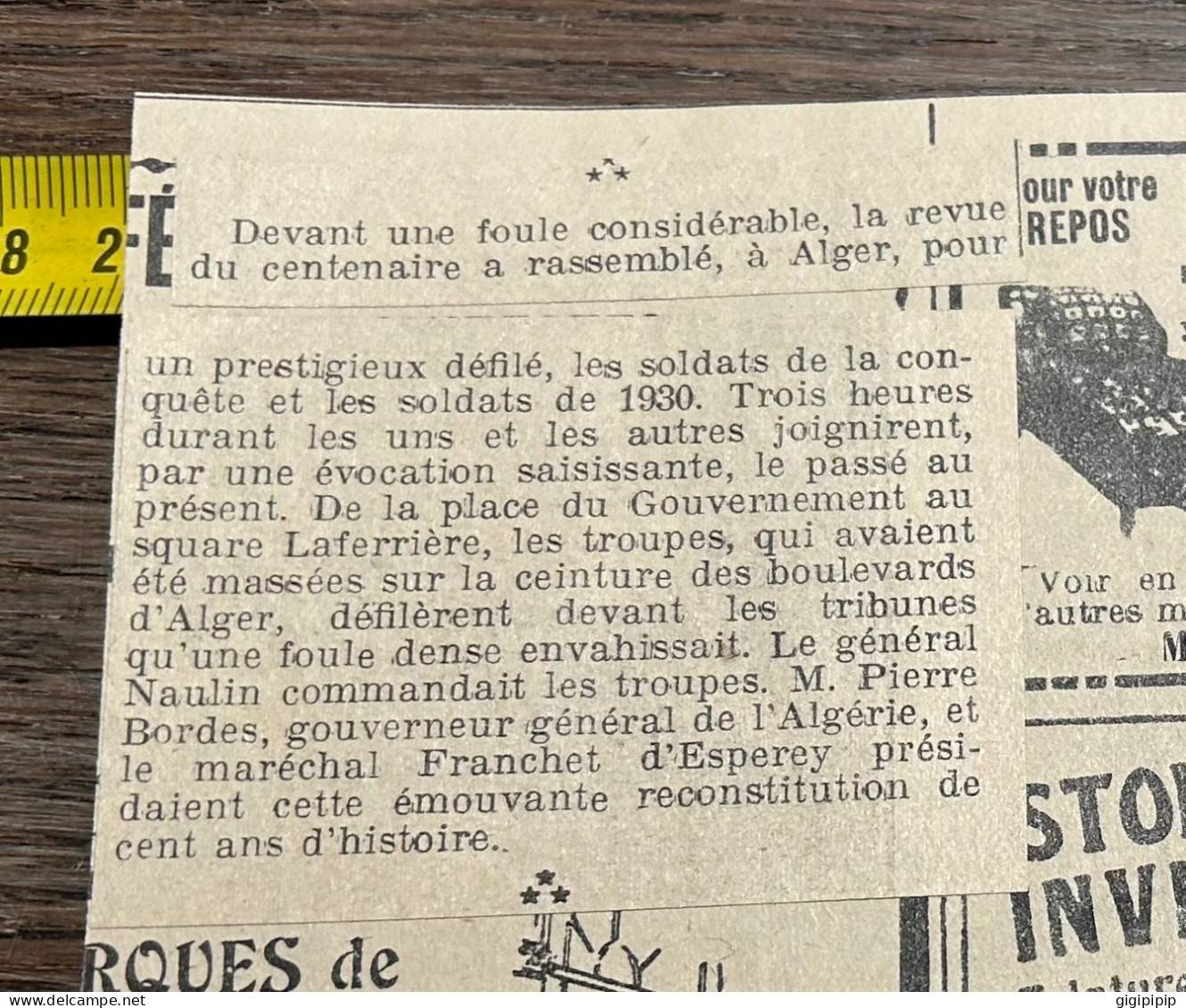 1930 GHI17 CENTENAIRE DE L'ALGÉRIE. LES FETES MILITAIRES La Remise Des Décorations Maréchal Franchet  Alger - Collections