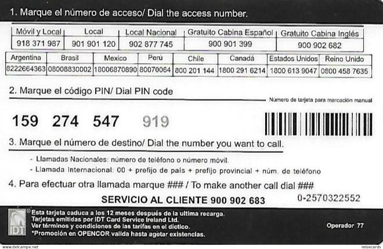 Spain: Prepaid IDT - Platicard, Plus, Recargable - Autres & Non Classés