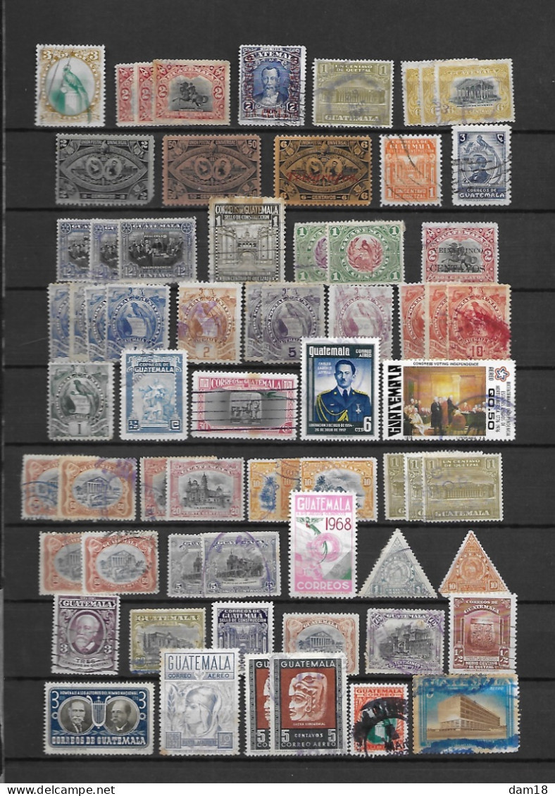 GUATEMALA BON LOT 85 TIMBRES DONT QUELQUES VALEURS INTERESSANTES 2 PAGES - Guatemala