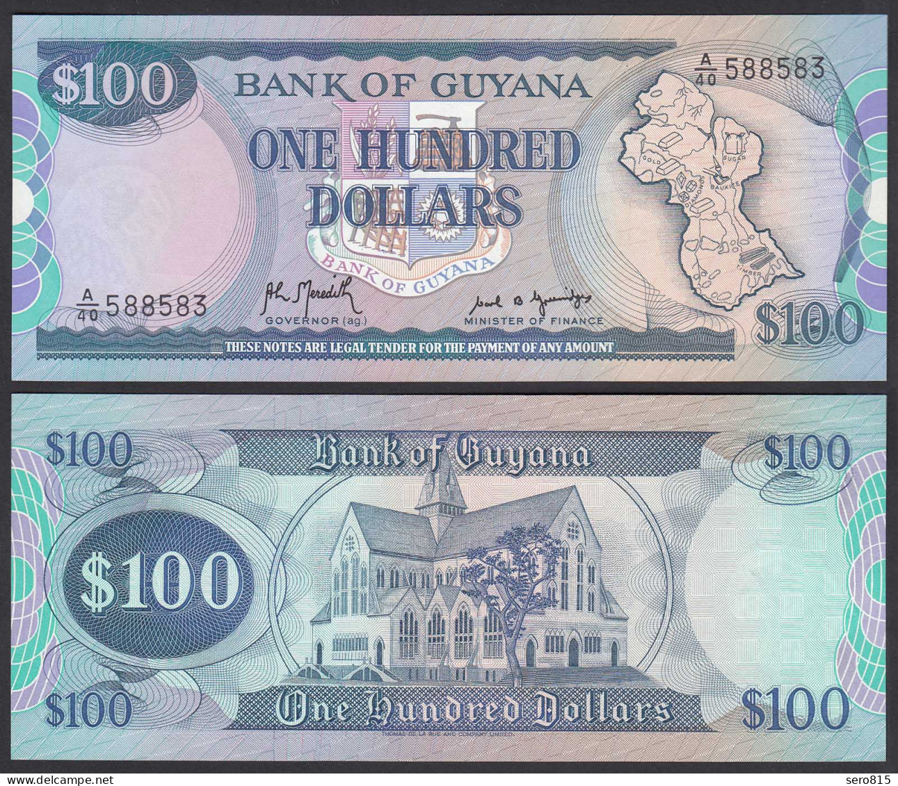 GUYANA 100 Dollars Banknote ND (1989) Pick 28 UNC (1)  23991 - Sonstige – Amerika
