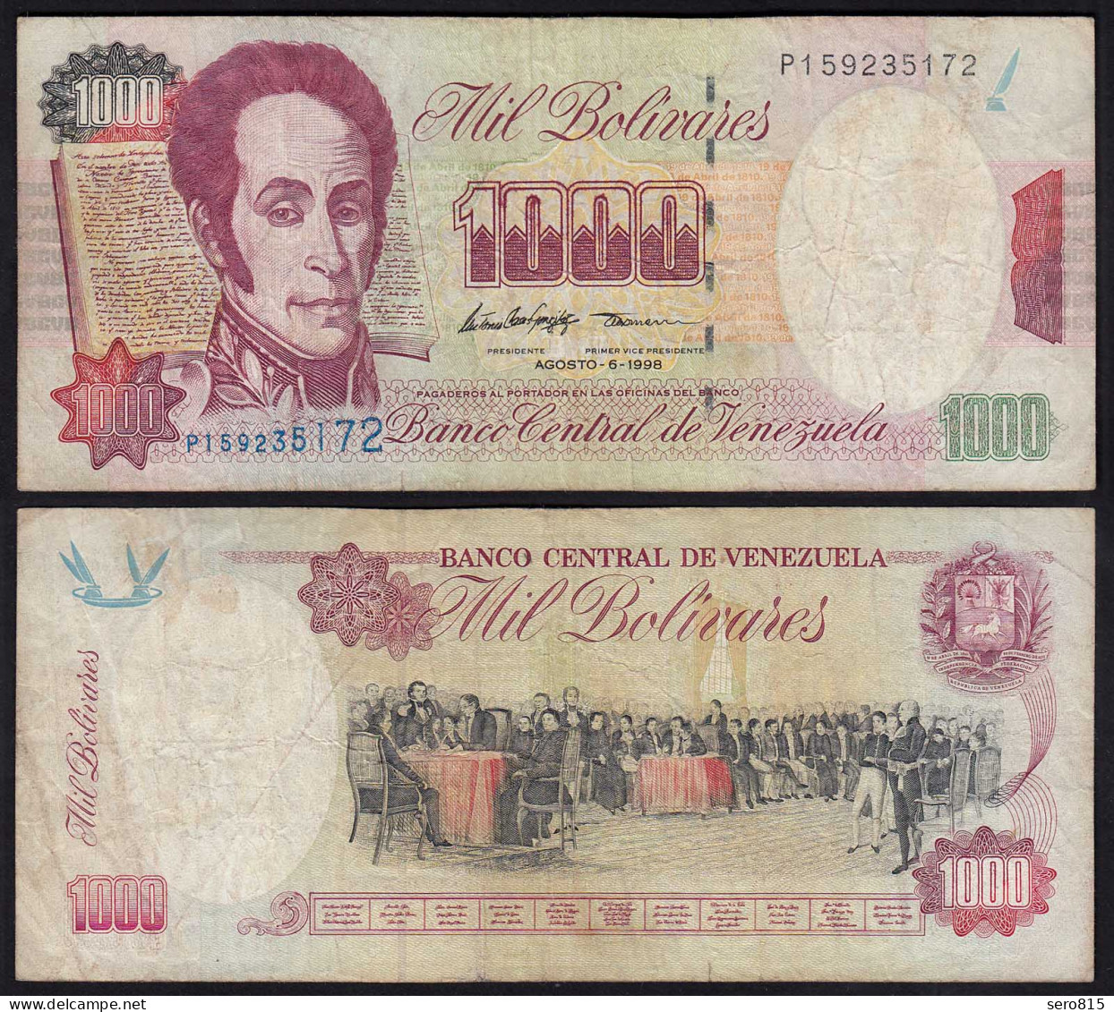 Venezuela 1000 Bolivares Banknote 1998 F (4) Pick 76d  (24214 - Altri – America