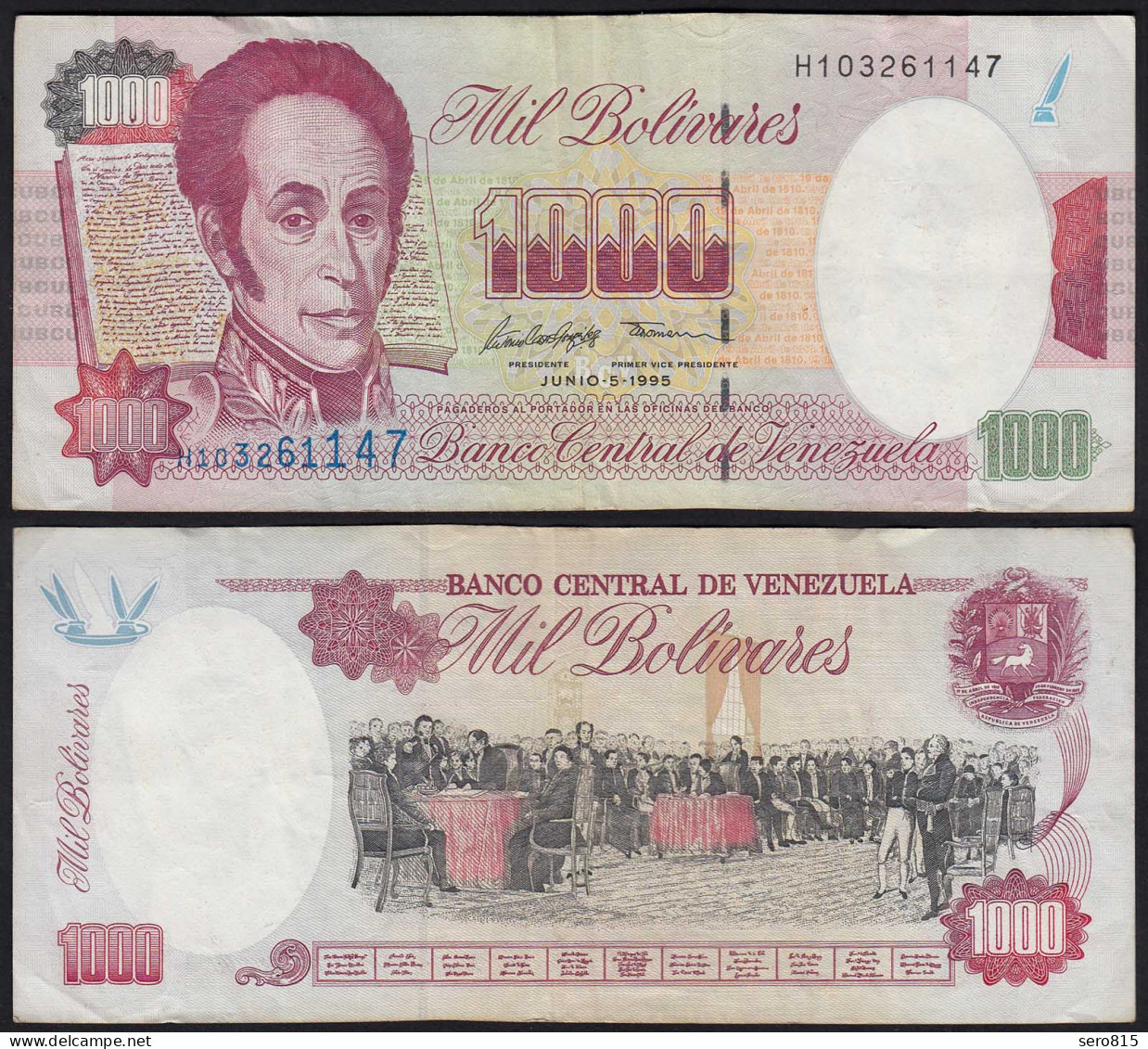 Venezuela 1000 Bolivares Banknote 1995 F (4) Pick 76b  (24213 - Sonstige – Amerika