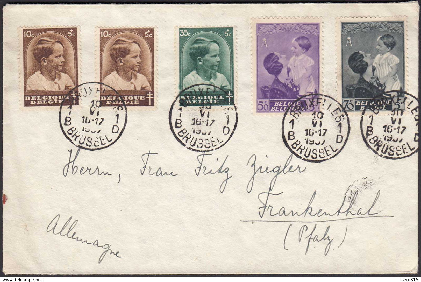 Belgien - Belgium 1937 Umschlag Königin Astrid + Kronprinz Baudouin  (24270 - Autres - Europe