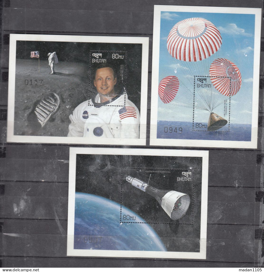 BHUTAN, 1999, The 30th Anniversary Of The First Manned Moon Landing, MS,  3 V,  MNH, (**) - Bhutan