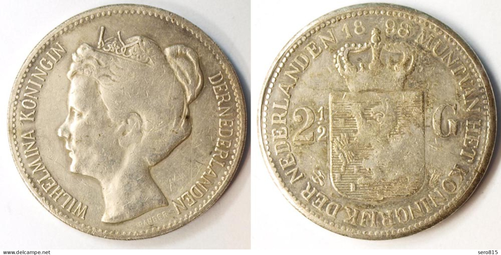 Niederlande - Netherlands 2 1/2 Gulden 1898 Wilhelmina 1. Fälschung (r1254 - Non Classés