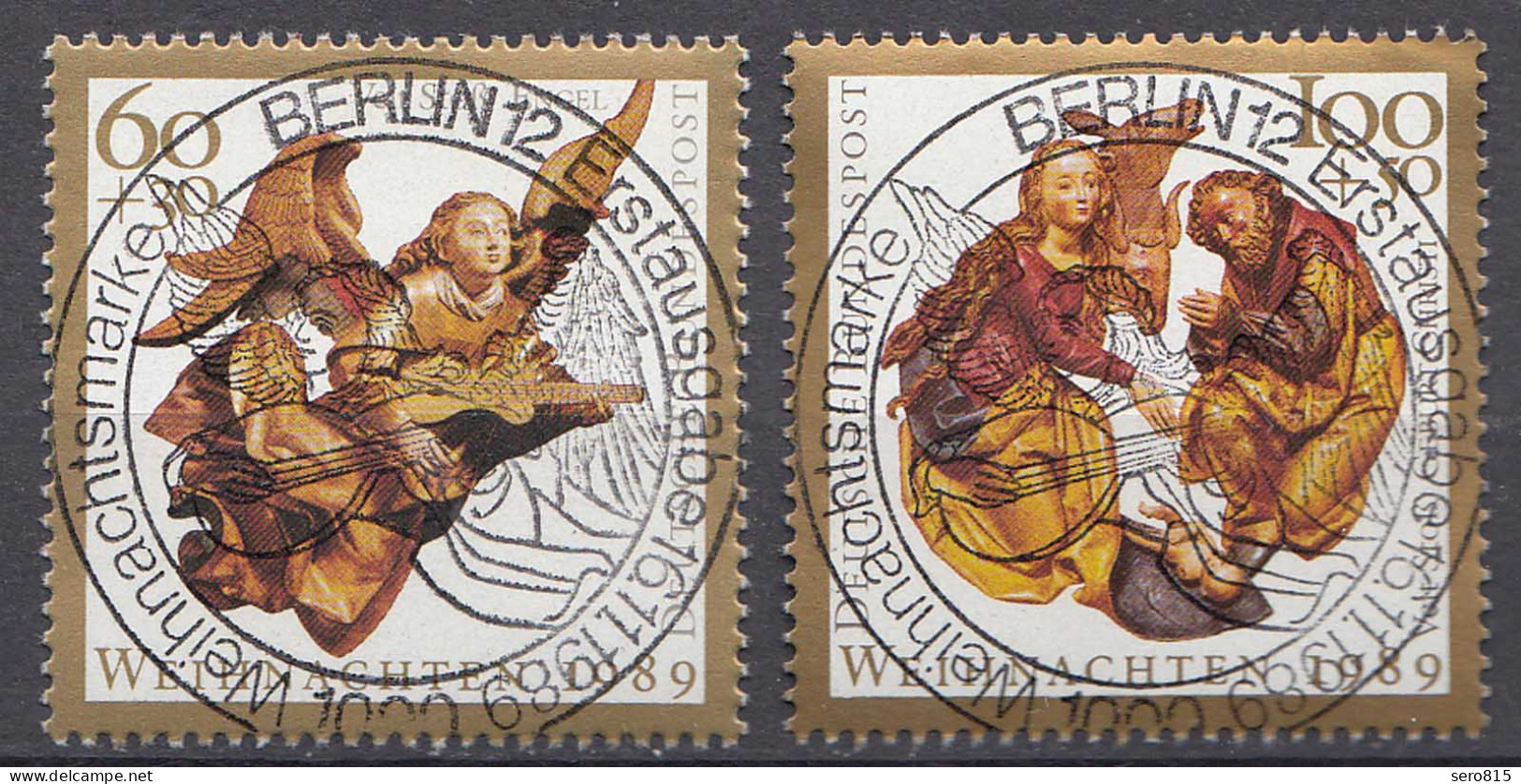 Bund BRD 1442-43  Engel + Geburt Christi Vollstempel Luxus Weihnachten 1989 - Other & Unclassified