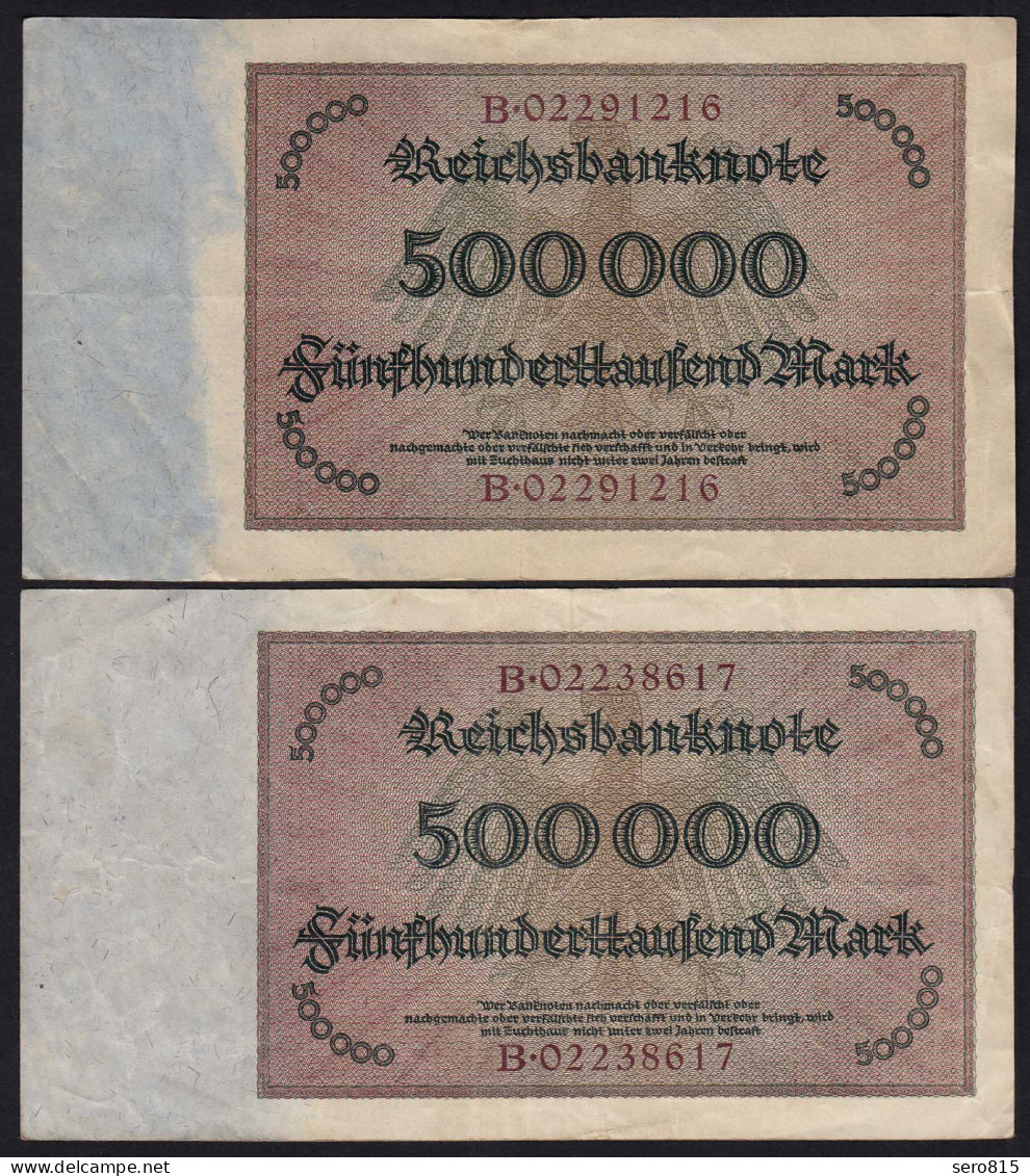 Reichsbanknote - Paar 500000 500.000 Mark 1923 Ros. 87b VF Laufende Nummer - Sonstige & Ohne Zuordnung
