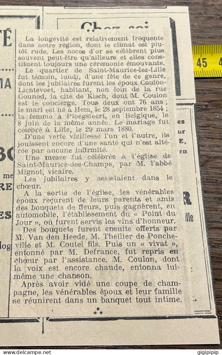 1930 GHI17 NOCES D'OR DES EPOUX COULON Lichtevoet Saint-Maurice-lez-Lille Cité De Kisch, - Collections