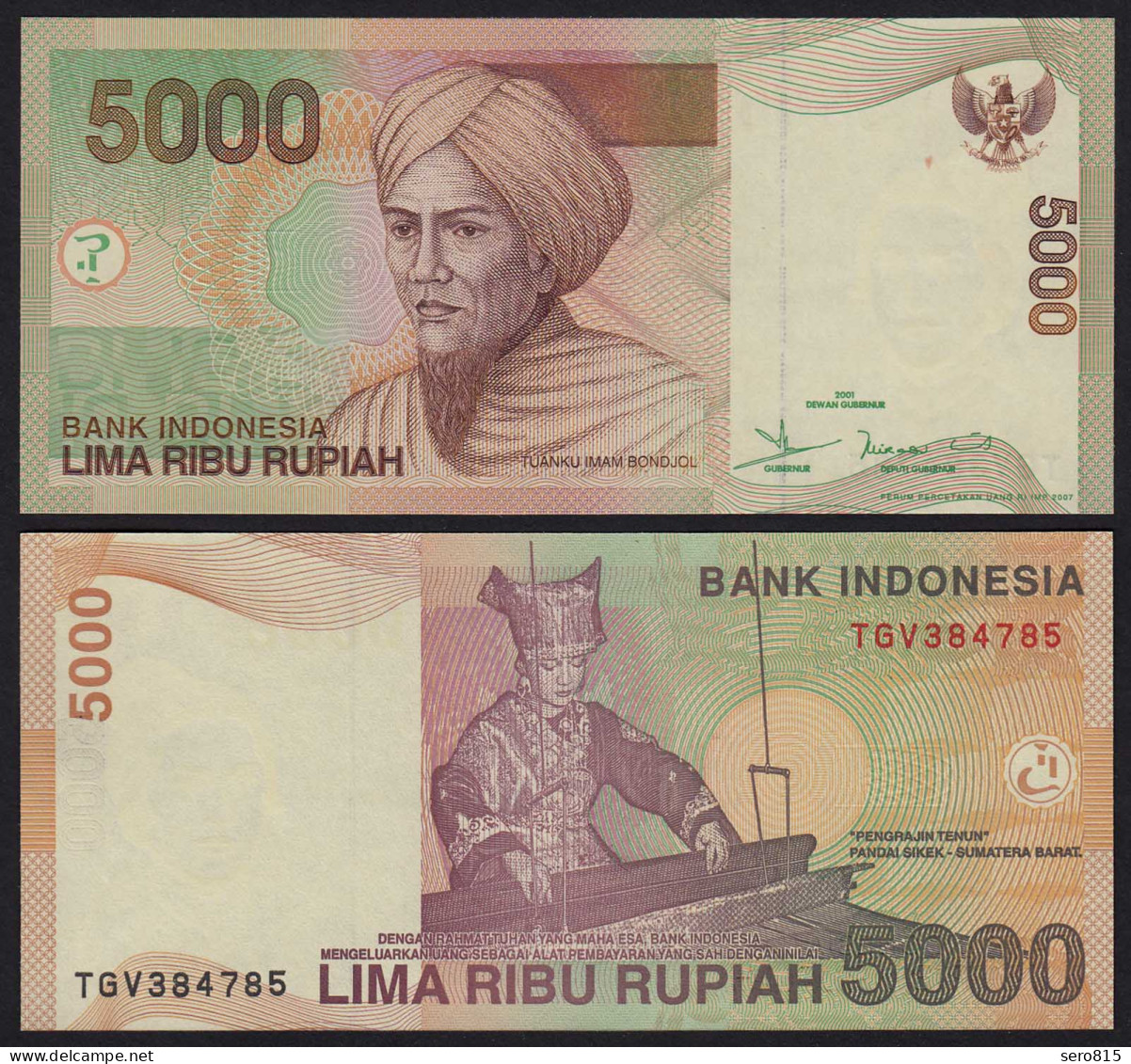 Indonesien - Indonesia 5000 5.000 Rupiah 2001/2007 Pick 142g UNC (1)    (21489 - Other - Asia