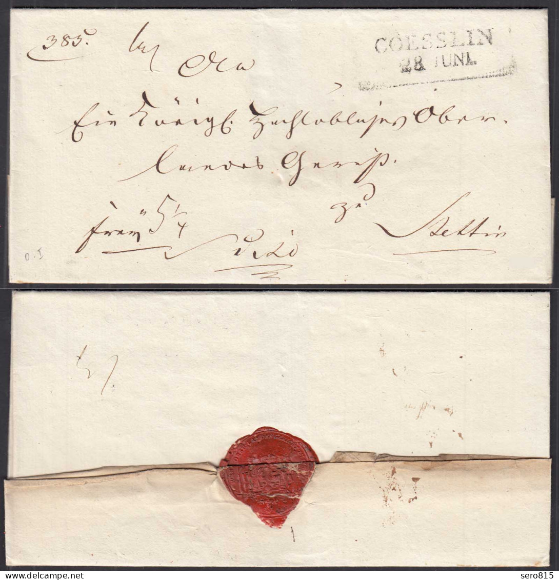 COESSLIN L2 Westpommern Ca. 1817 Umschlag Nach STETTIN    (28677 - Other & Unclassified