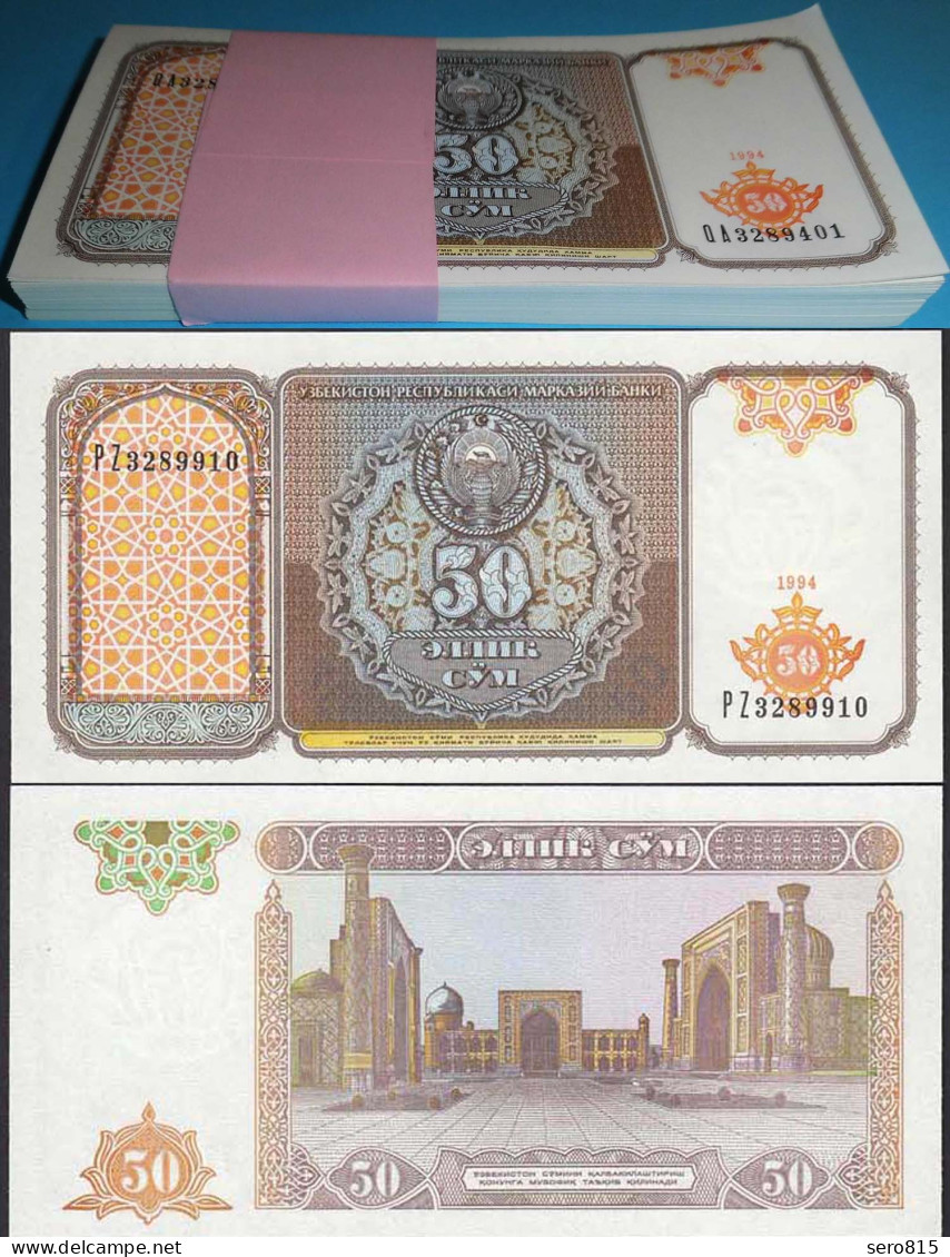 Usbekistan - Uzbekistan 50 Som 1994 P78 UNC (1) Bundle á 100 Stück Dealer Lot  - Sonstige – Asien