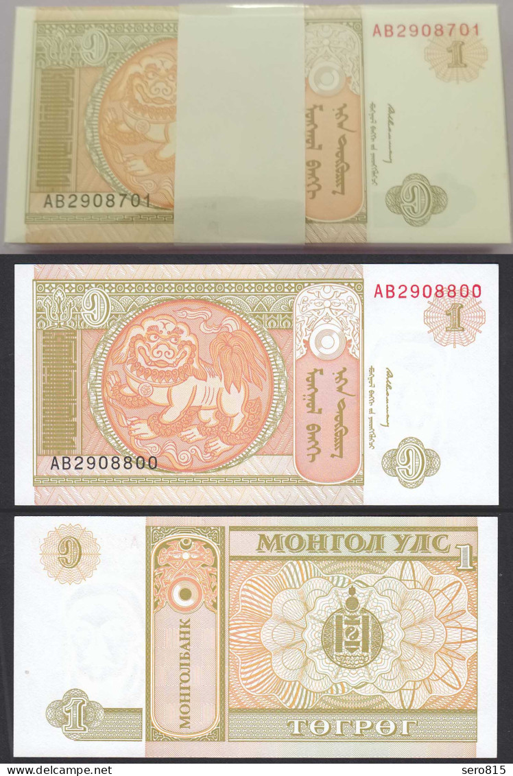 Mongolei - Mongolia 1 Tugrik 1993 Bundle á 100 Stück Pick 52 UNC (1)   (90135 - Autres - Asie