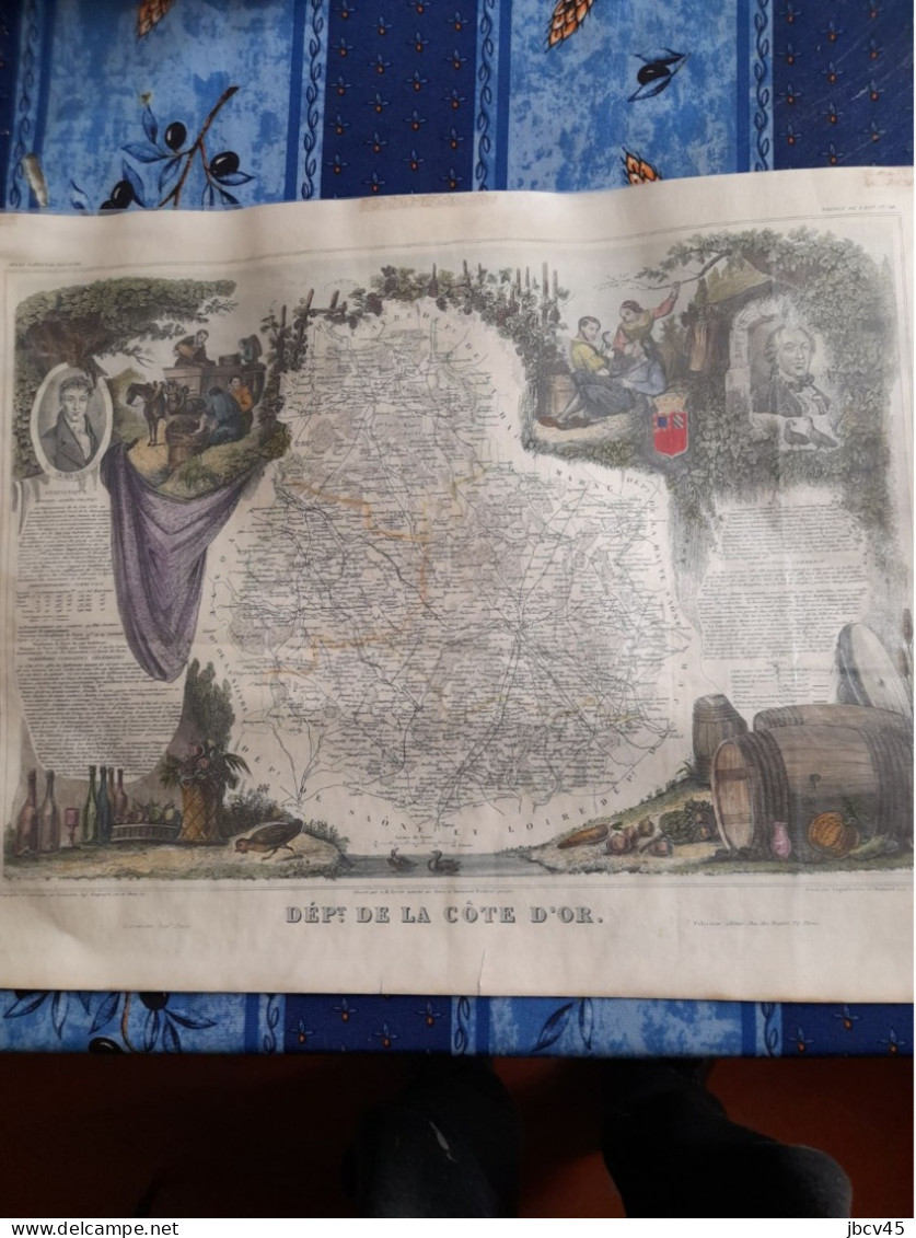 Carte Geographique Region De L Est N°20 Departement De La Cote D Or Levasseur 1852 - Prints & Engravings
