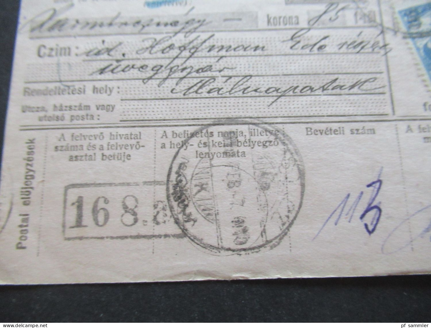 Ungarn 1919 GA / Postanweisung Postautalvany Mit 1x Zusatzfrankatur Rückseitig Violetter Stempel - Lettres & Documents