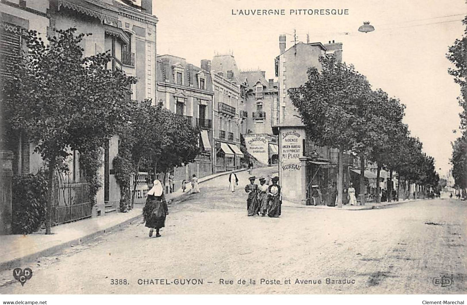 CHATEL GUYON - Rue De La Poste Et Avenue Baraduc - Très Bon état - Châtel-Guyon