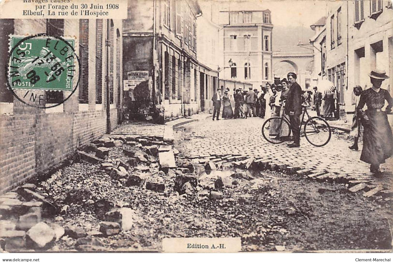 Ravages Causés Par L'Orage Du 30 Juin 1908 - ELBEUF - La Rue De L'Hospice - état - Elbeuf