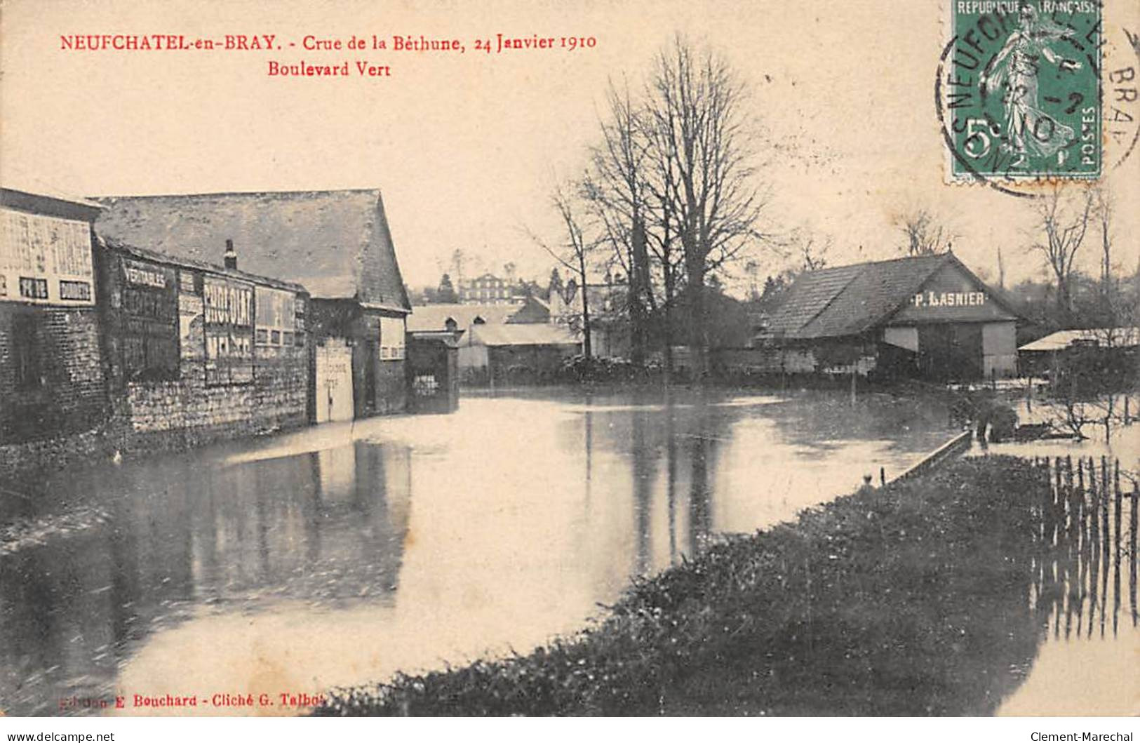 NEUFCHATEL EN BRAY - Crue De La Béthune, 24 Janvier 1910 - Boulevard Vert - Très Bon état - Neufchâtel En Bray