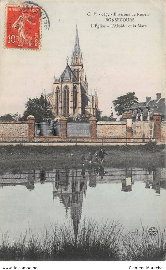 BONSECOURS - L'Eglise - L'Abside Et La Mare - état - Bonsecours