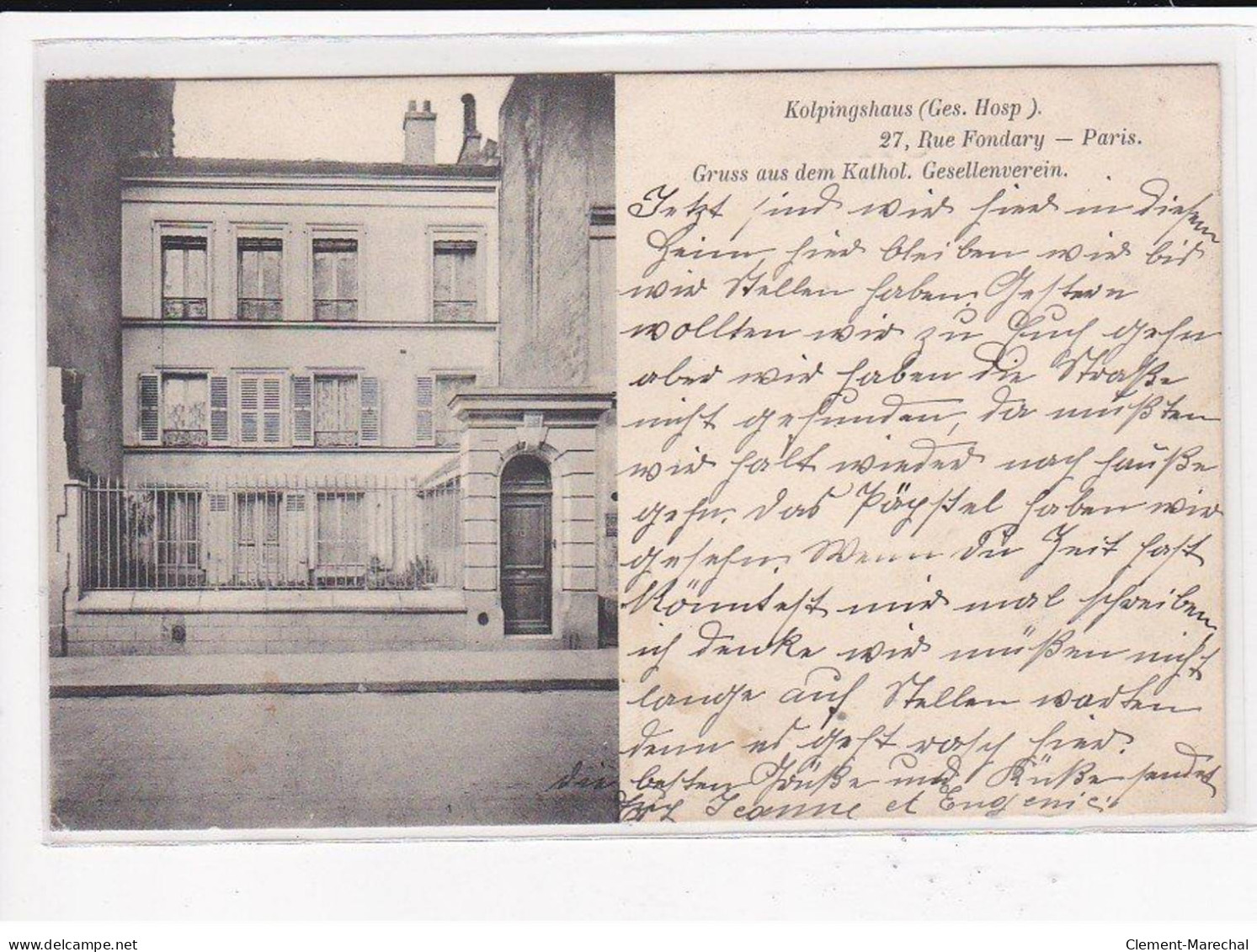 PARIS 15ème Arrondissement : Kolpingshaus (Ges. Hosp), Rue Fondary, Gruss Aus Dem Kathol. Gesellenverein - Très Bon état - District 15