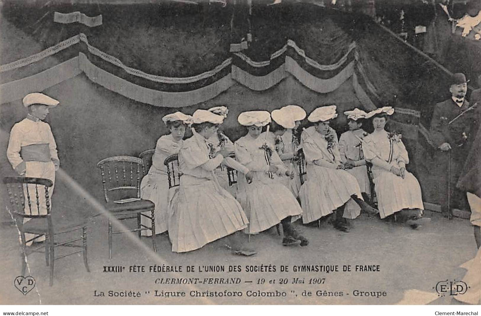 CLERMONT FERRAND 1907 - Union Société De Gymnastique De France - Société " Ligure Christonforo Colombo " - Très Bon état - Clermont Ferrand