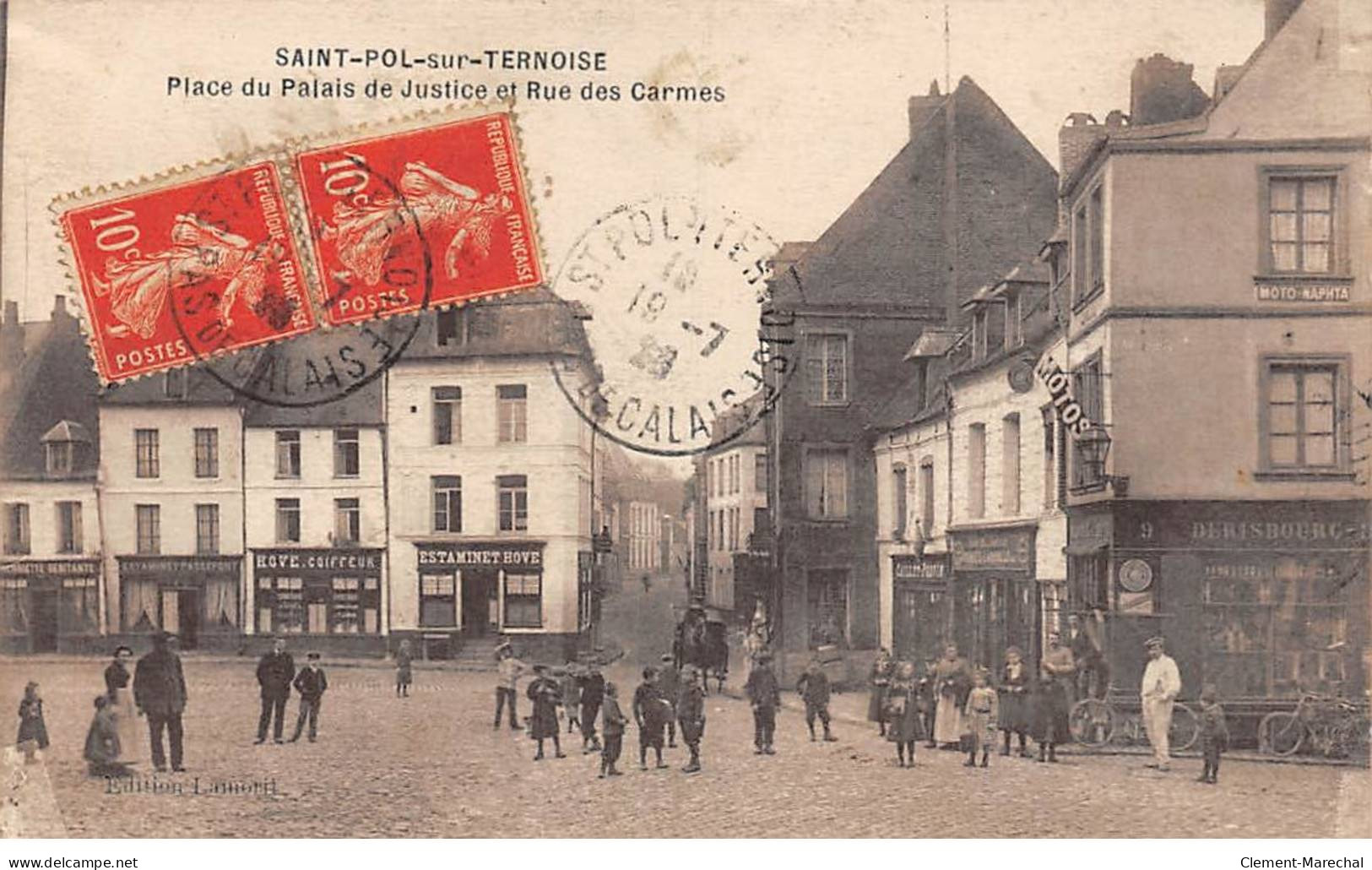 SAINT POL SUR TERNOISE - Place Du Palais De Justice Et Rue Des Carmes - Très Bon état - Saint Pol Sur Ternoise