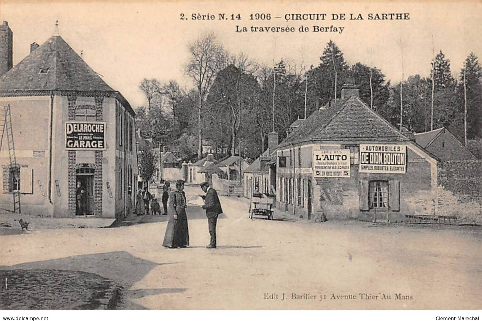 Circuit De La Sarthe - 1906 - La Traversée De BERFAY - Très Bon état - Autres & Non Classés