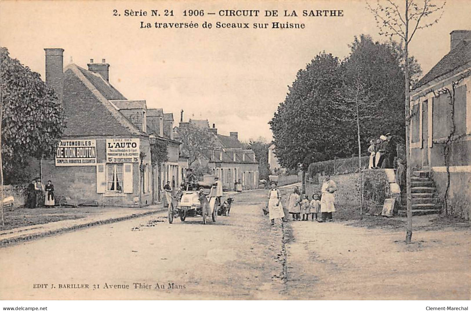 Circuit De La Sarthe - 1906 - La Traversée De SCEAUX SUR HUISNE - Très Bon état - Autres & Non Classés