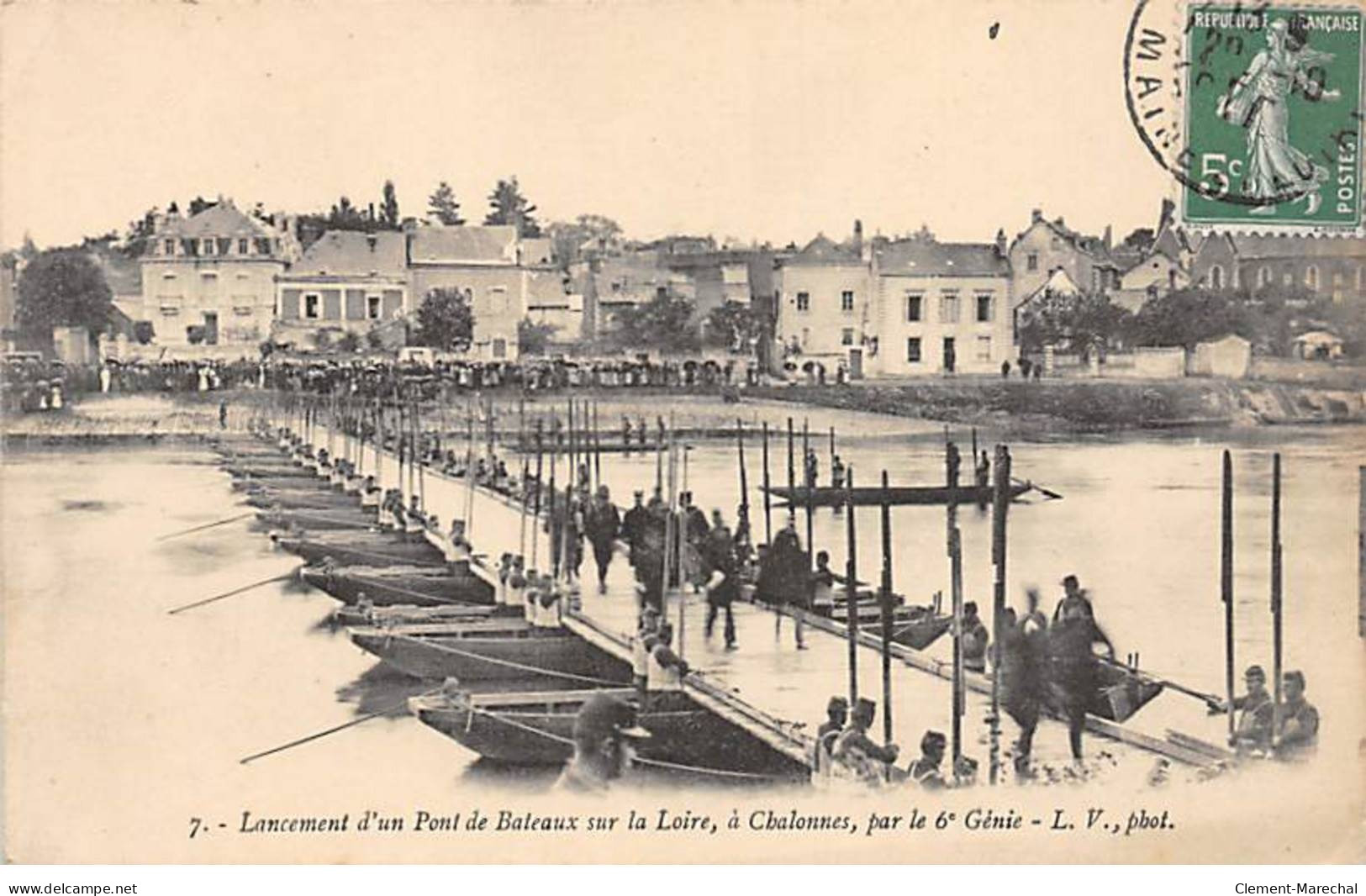 Lancement D'un Pont De Bateaux Sur La Loire, à CHALONNES,  Par Le 6me Génie - Très Bon état - Chalonnes Sur Loire