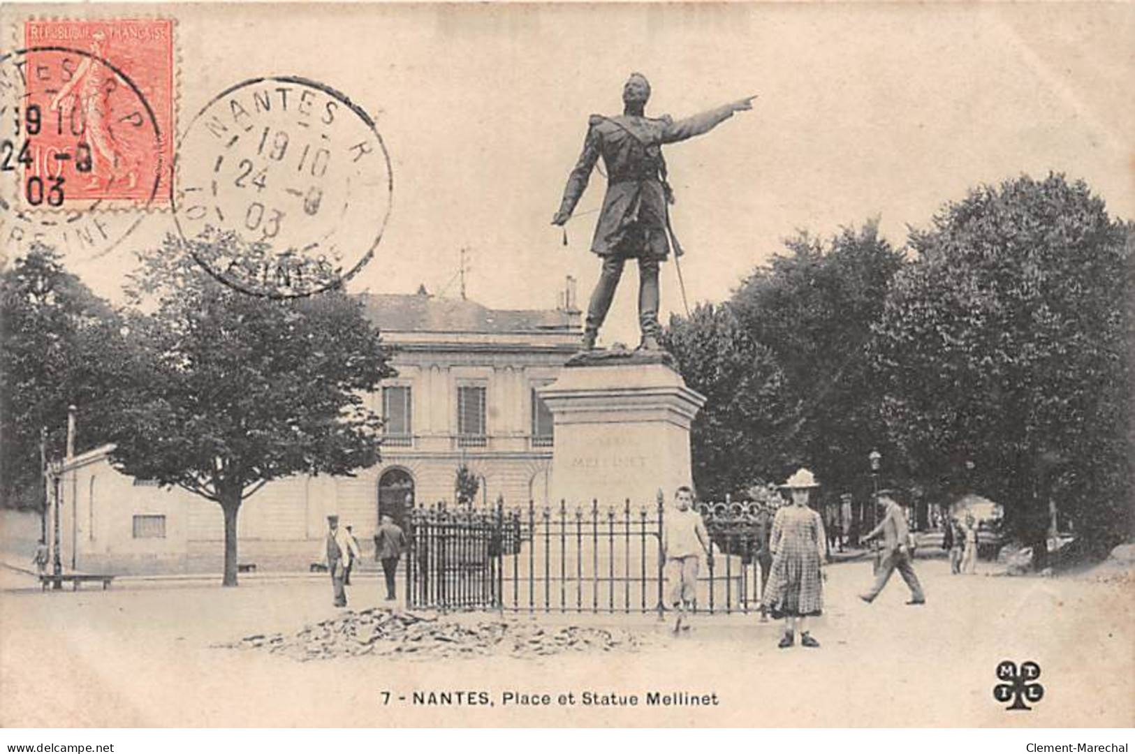 NANTES - Place Et Statue Mellinet - Très Bon état - Nantes