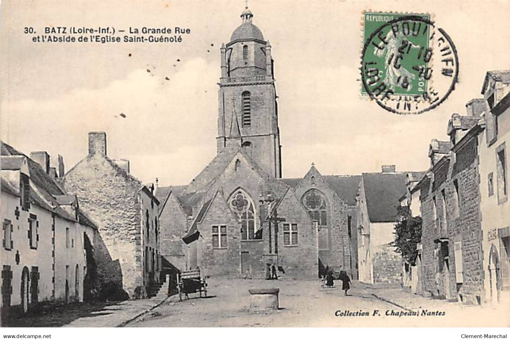BATZ - La Grande Rue Et L'Abside De L'Eglise Saint Guénolé - Très Bon état - Batz-sur-Mer (Bourg De B.)