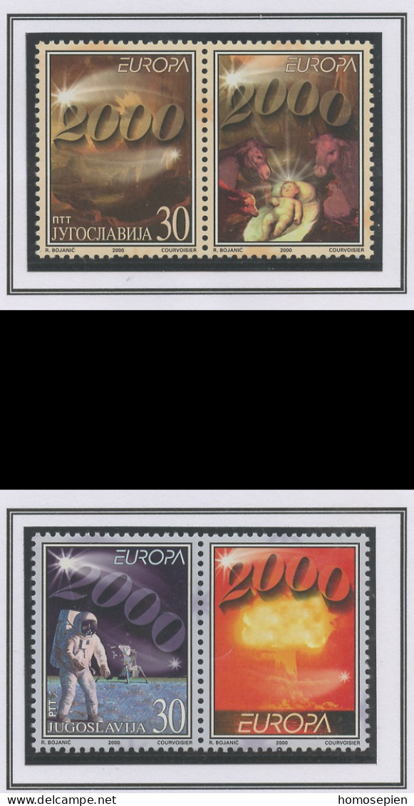 Europa CEPT 2000 Yougoslavie - Jugoslawien - Yugoslavia Y&T N°2822+V à 2823+V - Michel N°2975+ZF à 2976+ZF *** - 2000