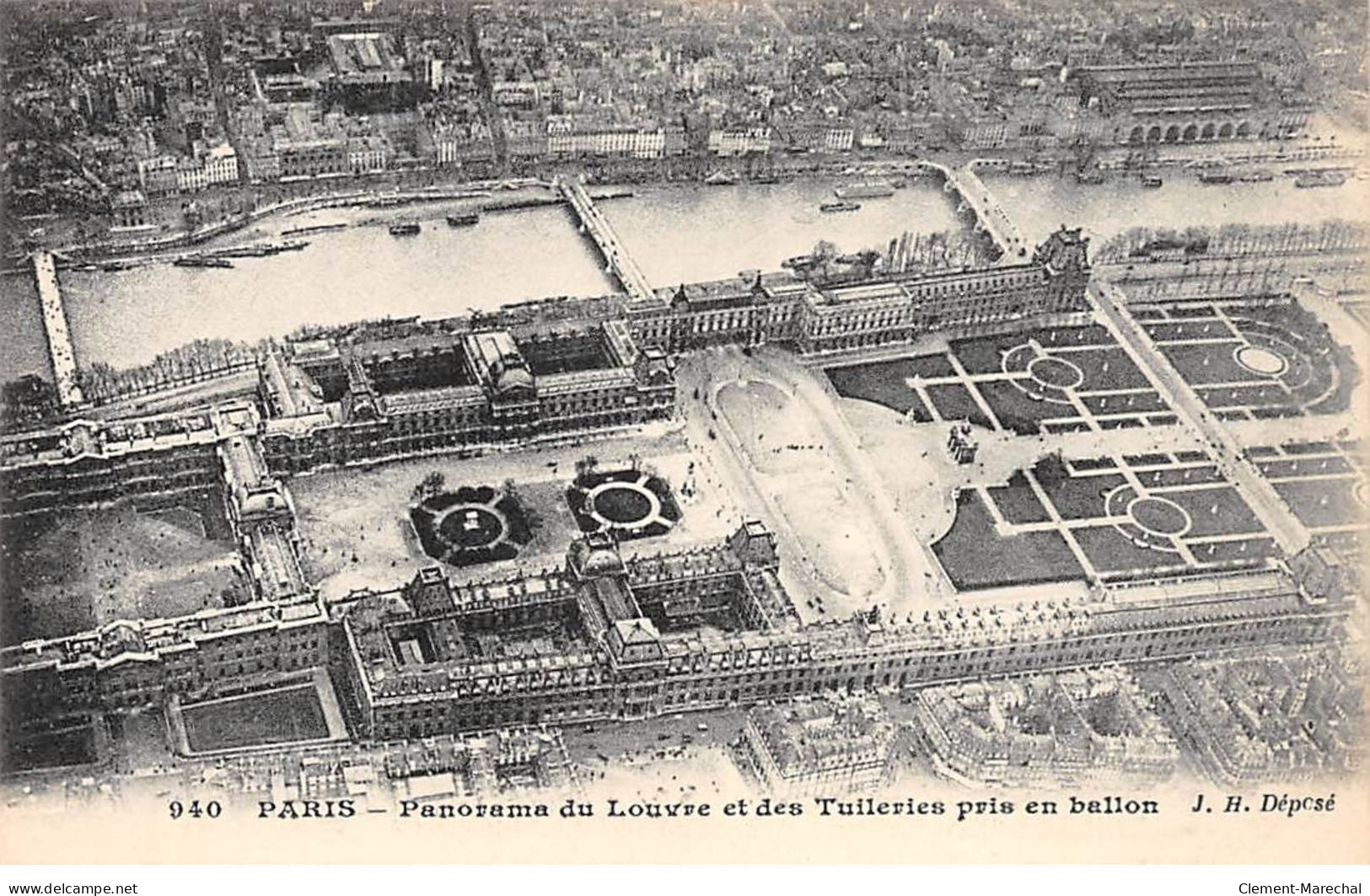 PARIS - Panorama Du Louvre Et Des Tuileries Pris En Ballon - Très Bon état - District 01