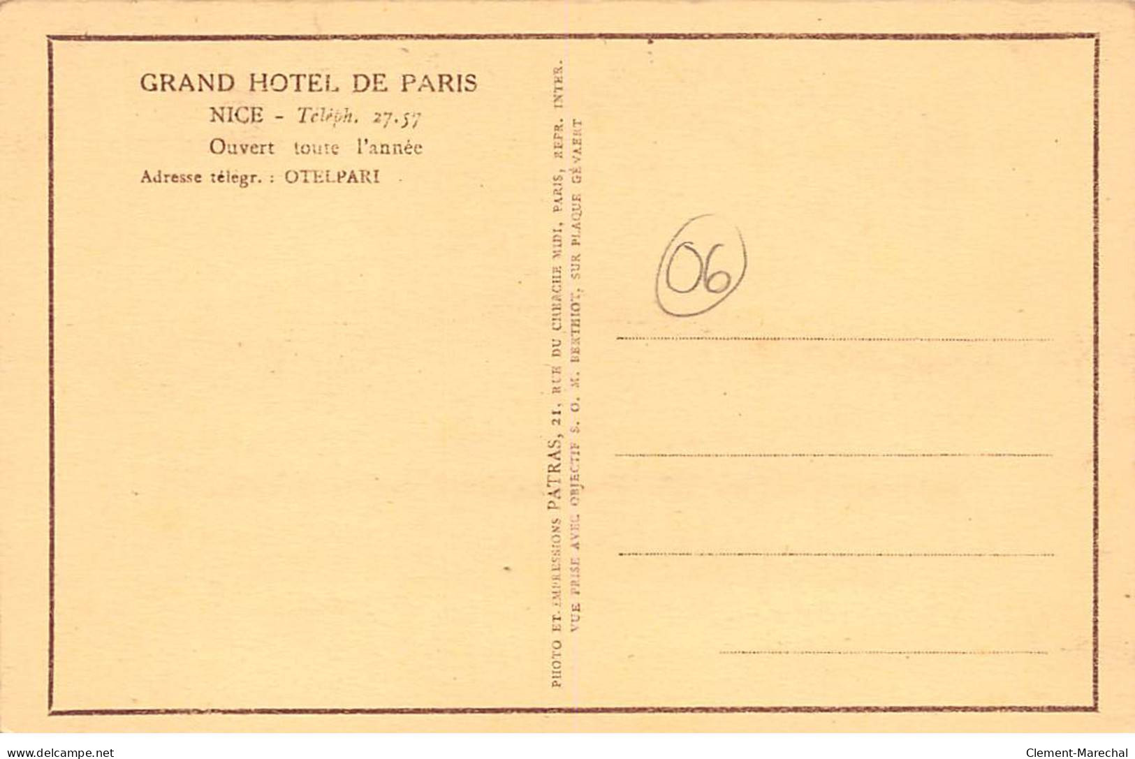 NICE - Grand Hotel De Paris - Très Bon état - Cafés, Hôtels, Restaurants