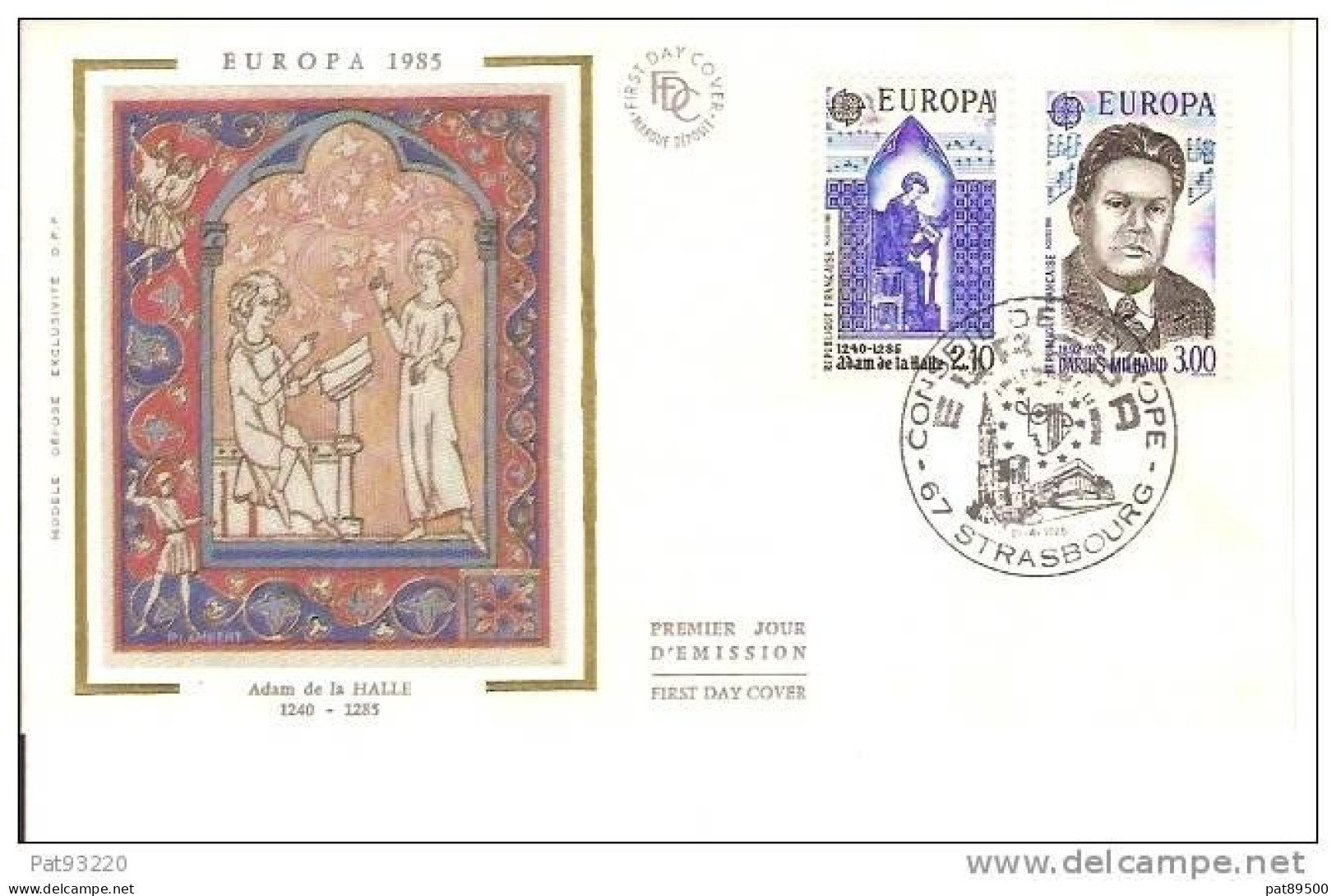 EUROPA / FRANCE FDC 1985 / MUSIQUE /1 Env. Sur SOIE / Oblitération Strasbourg /  Cote 2009  = 3.70 €ur - Musique