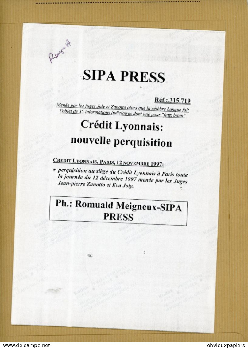 AFFAIRE CREDIT LYONNAIS 1997 PERQUISITION MENEE PAR LES JUGES EVA JOLY  Et JEAN PIERRE ZANOTTO / SIPA PRESS - Personnes Identifiées