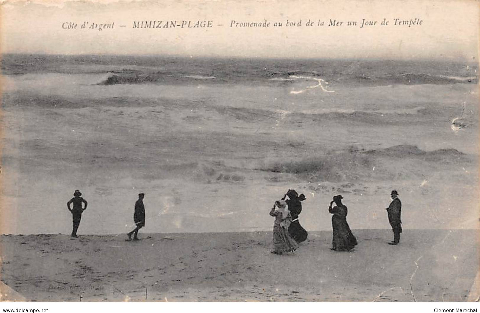 MIMIZAN PLAGE - Promenade Au Bord De La Mer Un Jour De Tempête - Très Bon état - Mimizan Plage