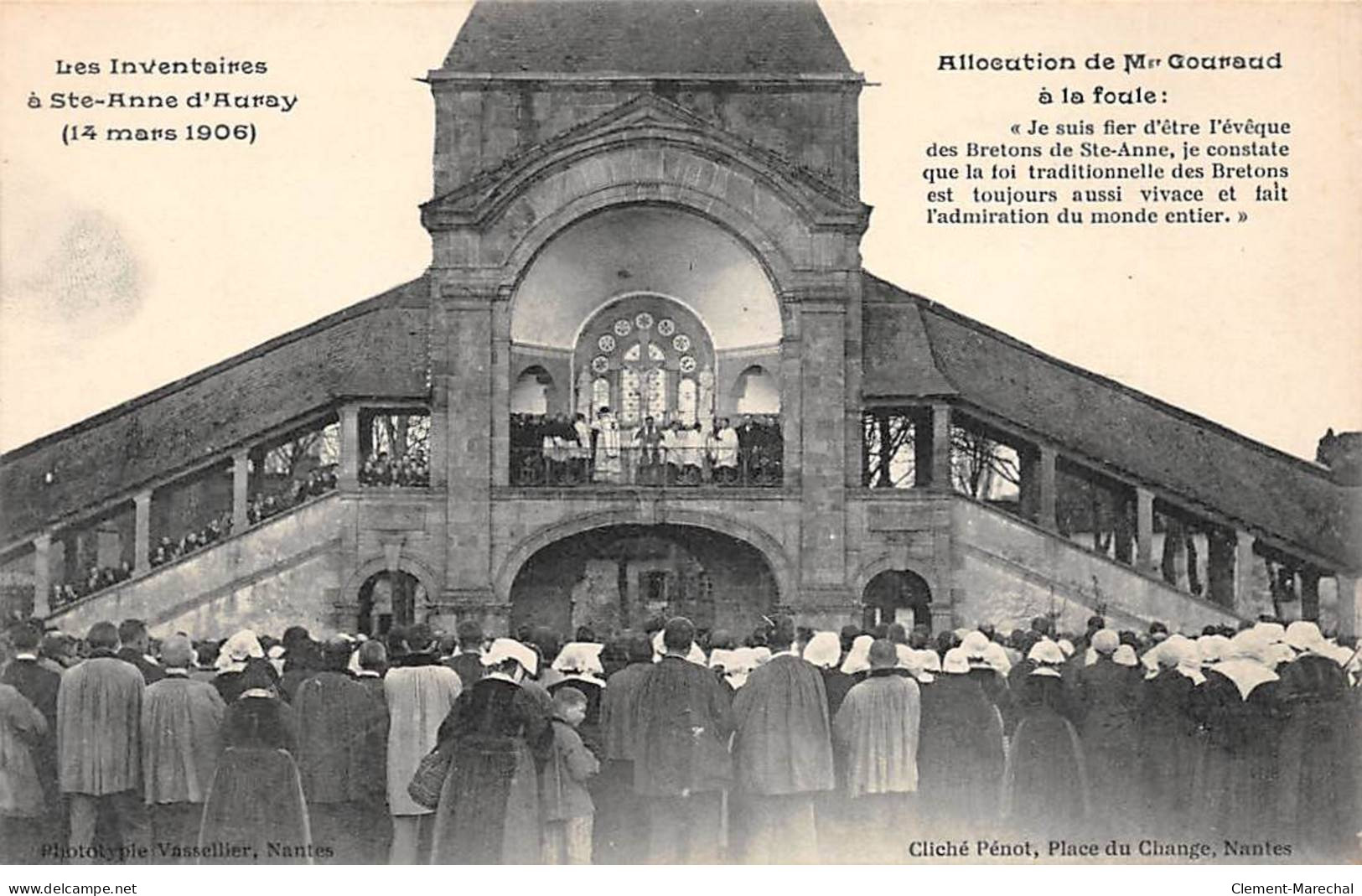Les Inventaires à SAINTE ANNE D'AURAY - 14 Mars 1906 - Allocution De Mgr Gouraud à La Foule - état - Sainte Anne D'Auray