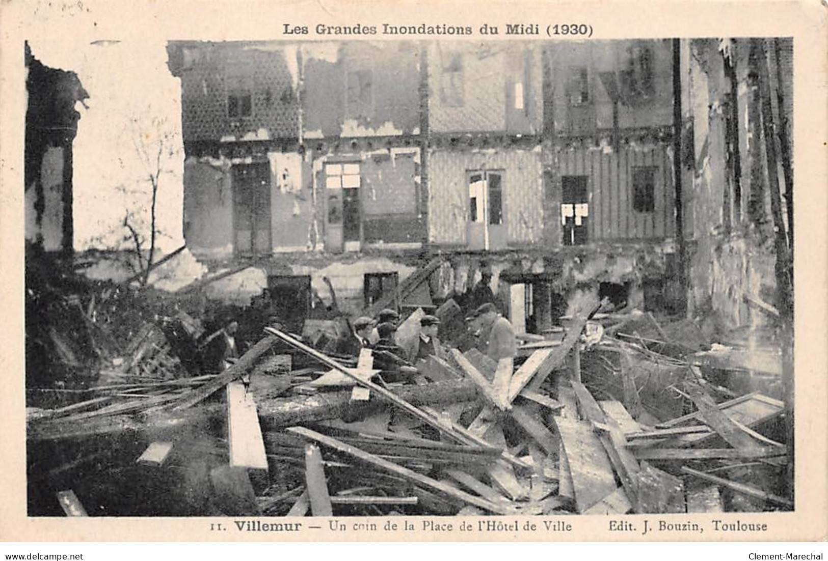Les Grandes Inondations Du Midi 1930 - VILLEMUR - Un Coin De La Place De L'Hôtel De Ville - Très Bon état - Autres & Non Classés