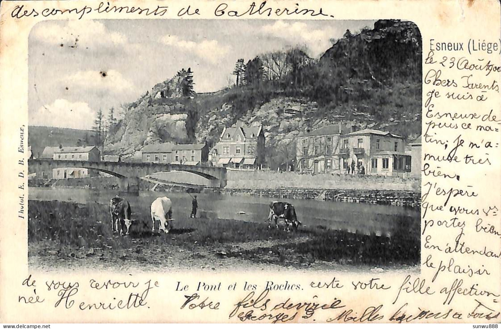 Esneux - Le Pont Et Les Roches (Photo E.D.B. 1900) - Esneux