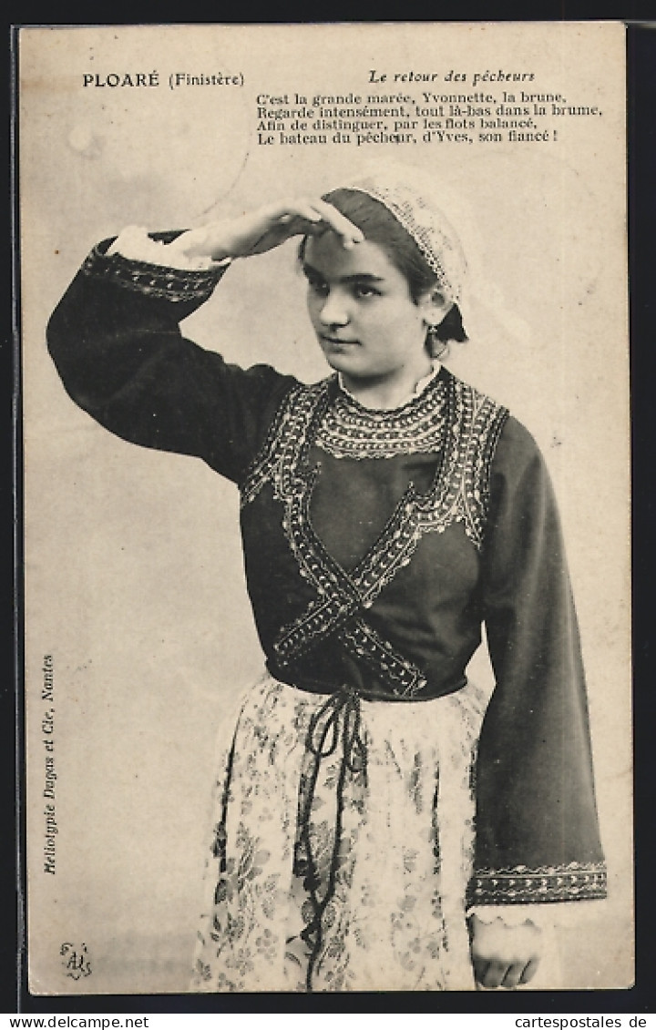 CPA Ploaré (Finistère), Junge Frau Der Bretagne En Costume Typique  - Ohne Zuordnung