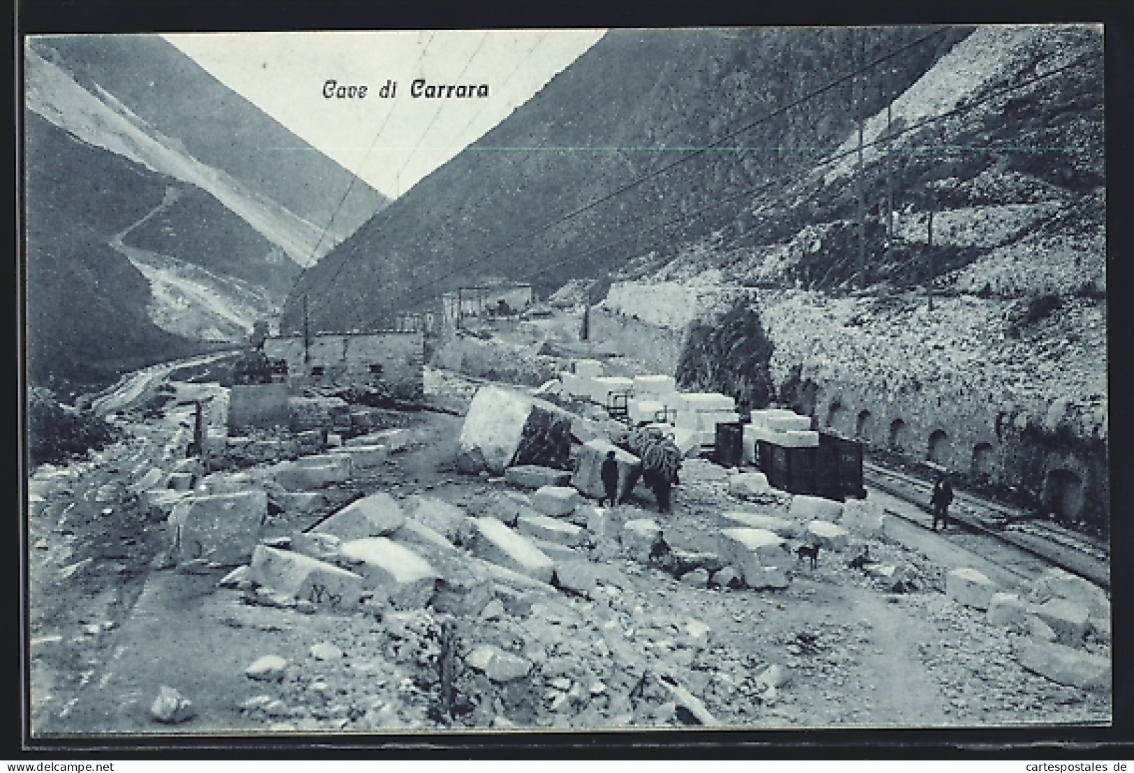 Cartolina Carrara, Le Cave, Marmorsteinbruch  - Carrara