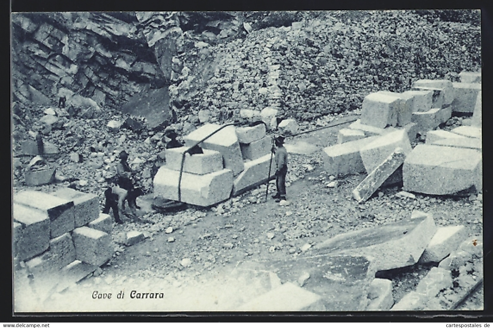 Cartolina Carrara, Marmorsteinbruch Mit Arbeitern  - Carrara