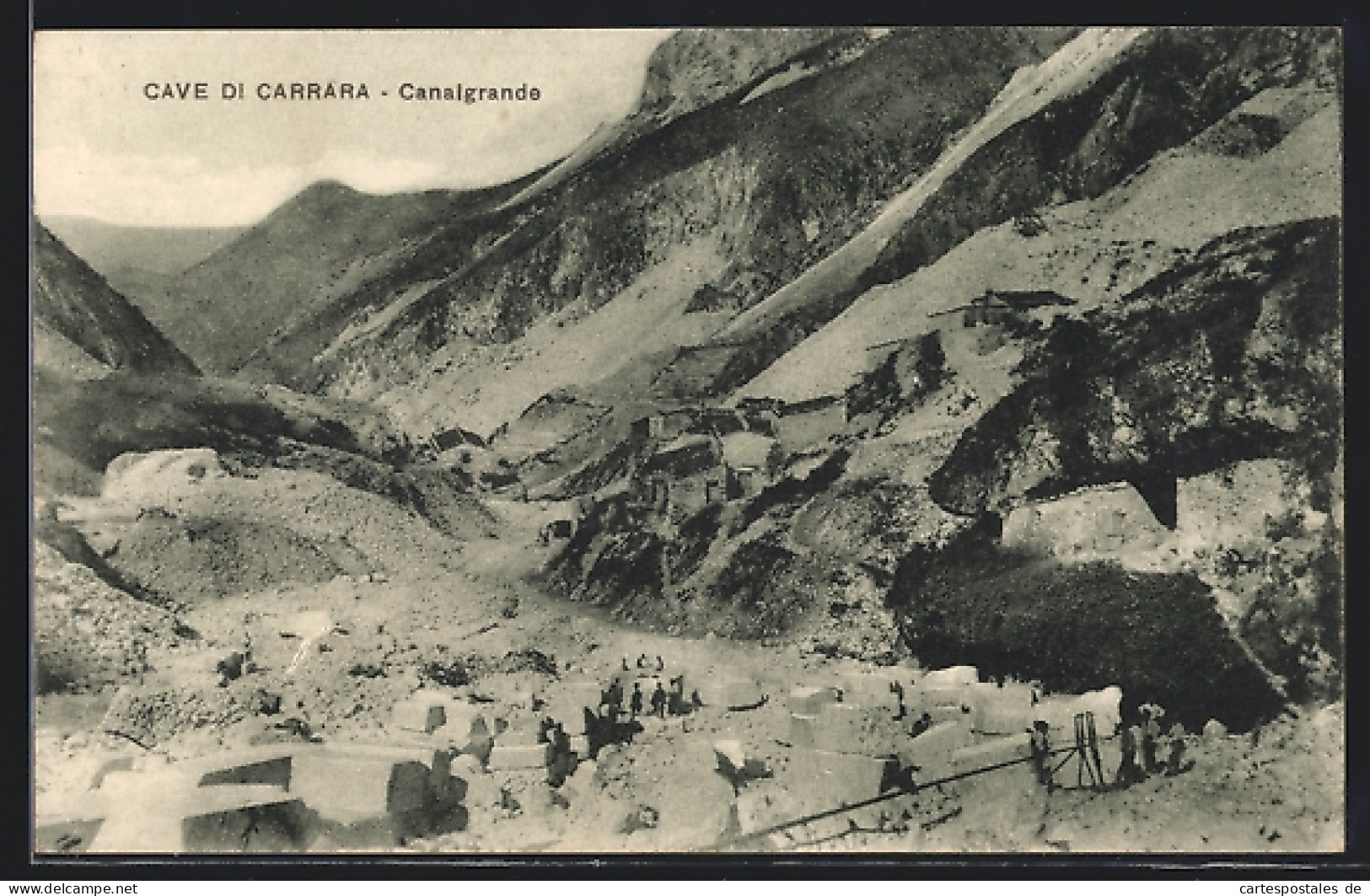 Cartolina Carrara, Le Cave, Canalgrande, Marmorsteinbruch  - Carrara