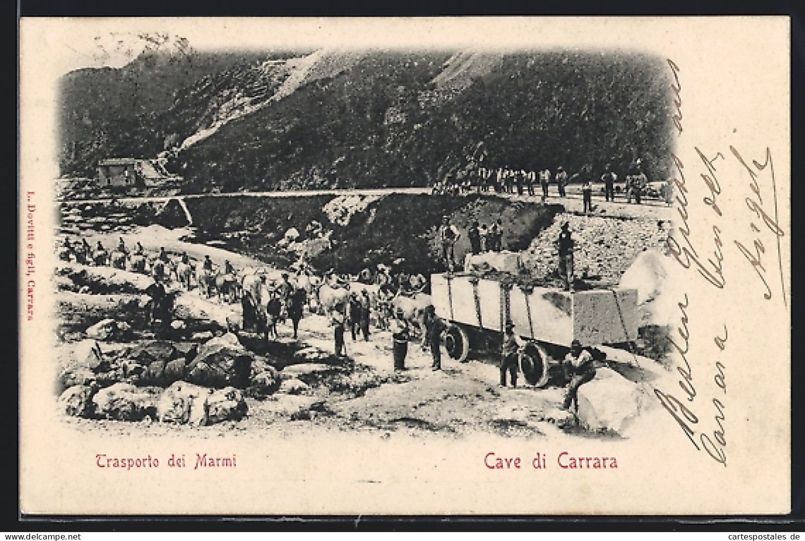 Cartolina Carrara, Trasporto Dei Marmi, Marmorsteinbruch  - Carrara
