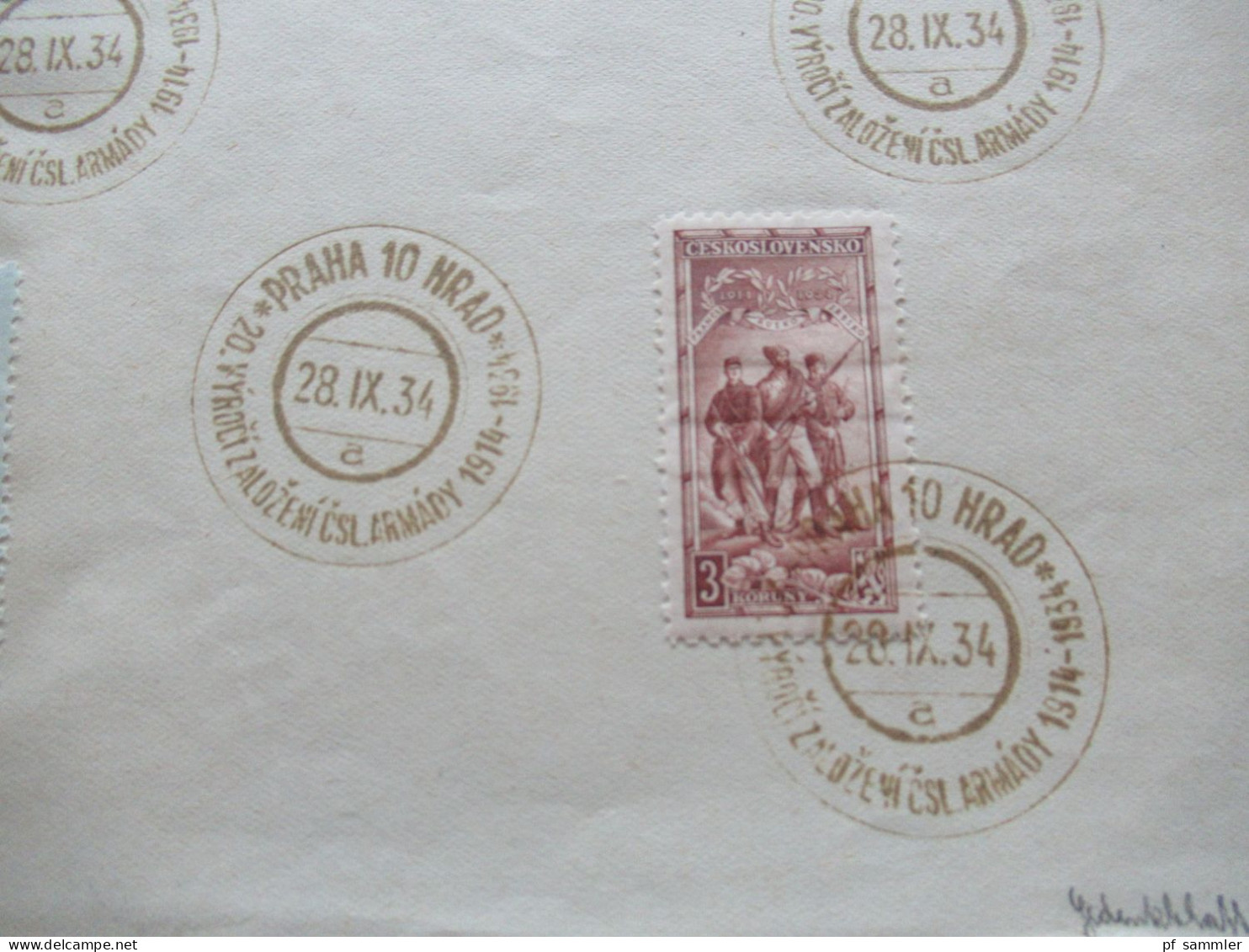 CSSR 1934 Sonderblatt Und Brauner Sonderstempel Praha 10 Hrad Michel Nr. 322 / 325 - Brieven En Documenten